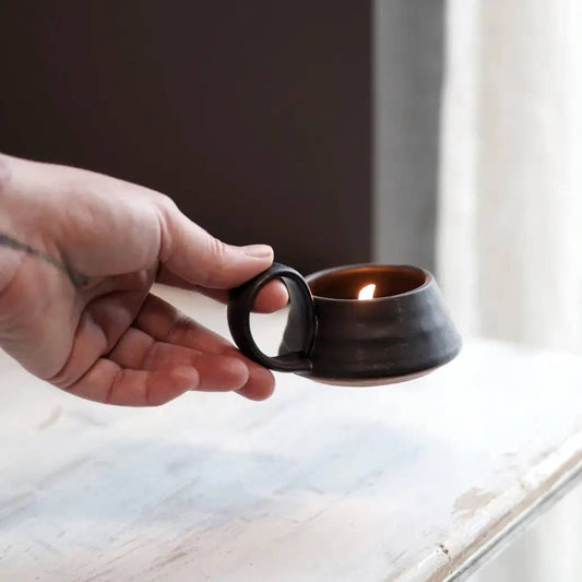 Tea Lite Candle Holder in Black