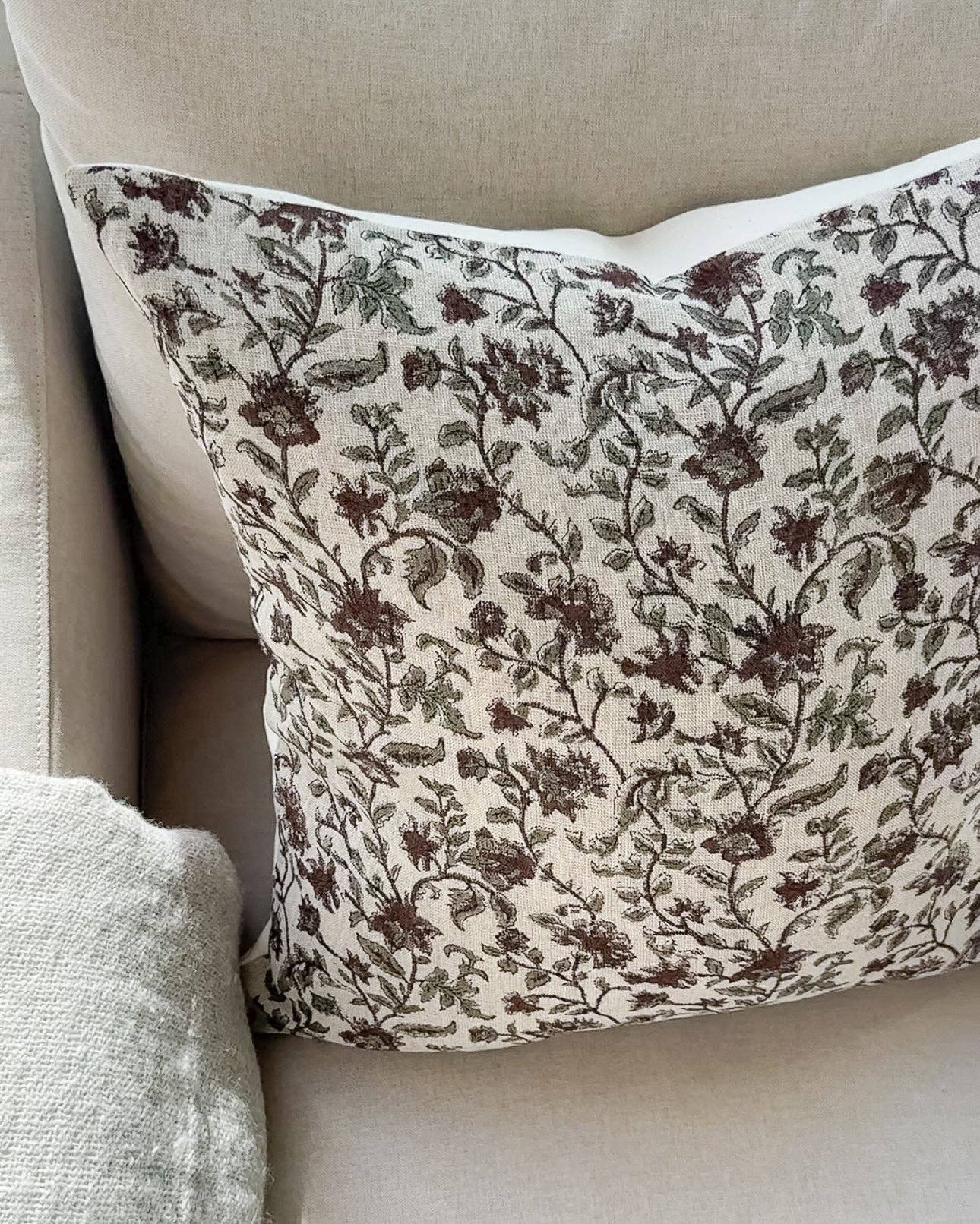 Bridgitt | Deep Rose & Sage Floral Pillow