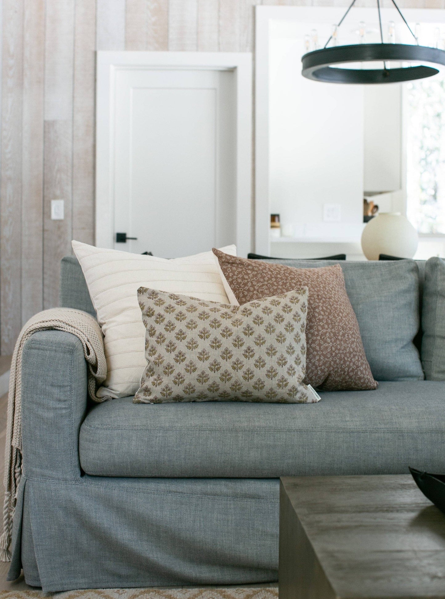 Blake | Dusty Rose Floral Handblock Pillow