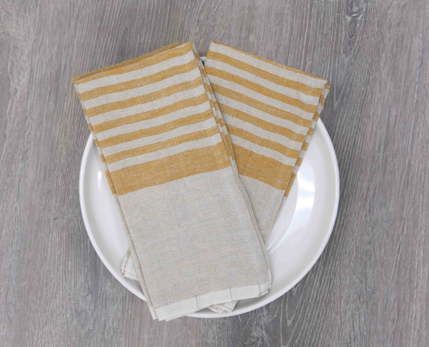 Brittany Natural & Mustard  Tea Towels 20x30 - Set of 2