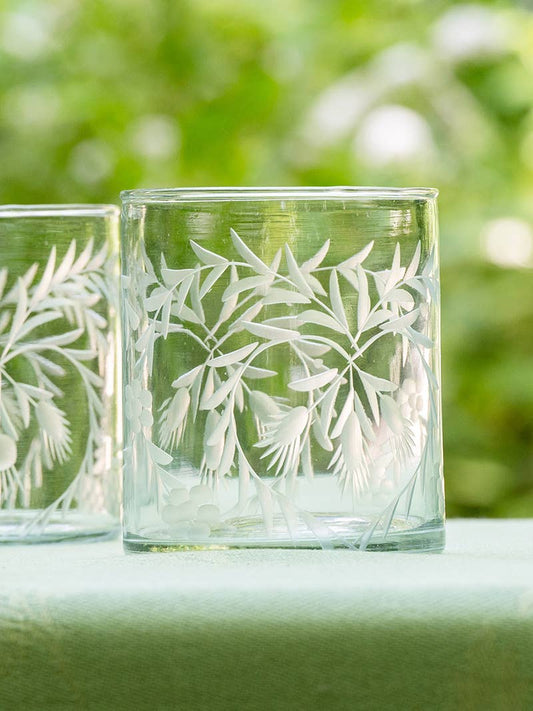Fleur Tumbler Glass Set of 4 - Clear