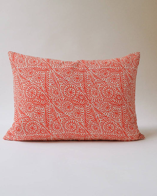 Madhu - Hand Block-printed Linen Pillow (Rojo)