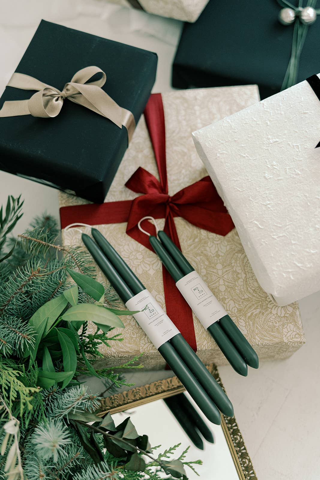 Forest Green | Dipped Beeswax Taper Candles | All Natural