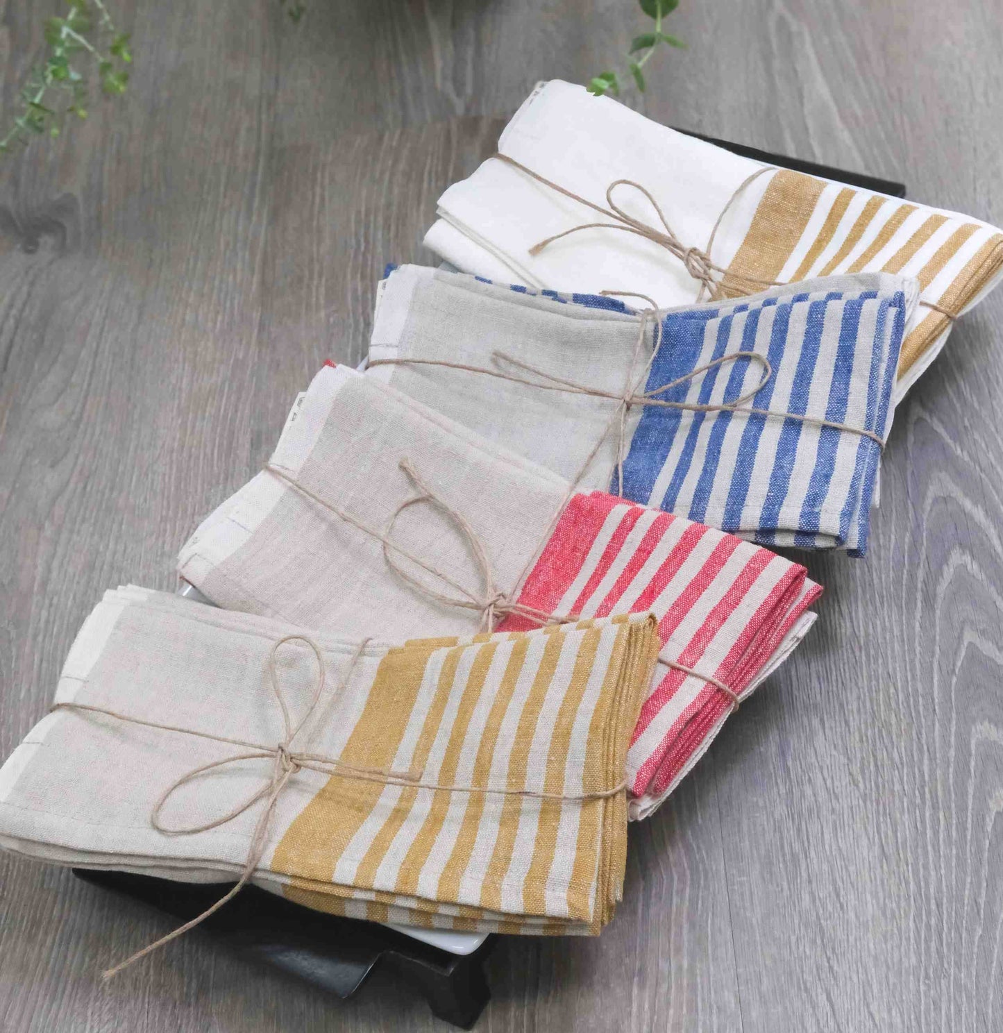 Brittany Natural & Mustard  Tea Towels 20x30 - Set of 2