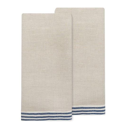 Alsace Natural & Blue Towels 20x30 - Set of 2
